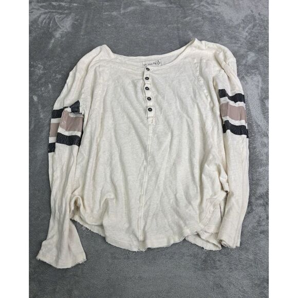 We The Free Gametime Henley Tee Women's Size Medium Cream - Picture 1 of 9